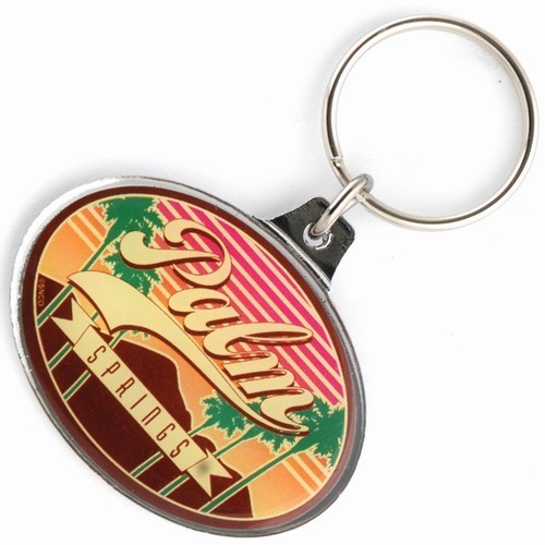 Palm Desert California keychain ring key chain Gold Metal VTG 4”
