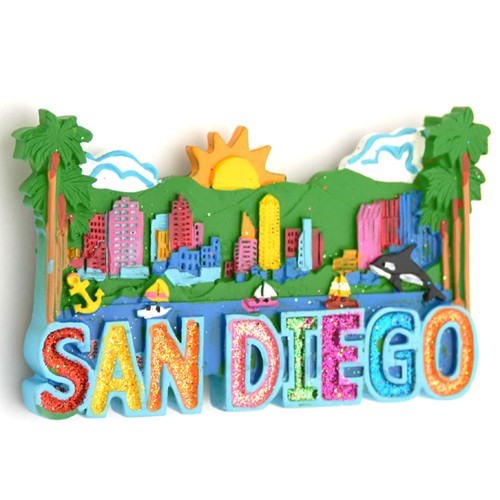 San Diego Poly Magnet 7 cm Palme Strand Wal Souvenir USA